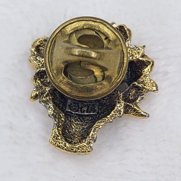 Vintage Gold Tone Flower Basket Lapel Pin Miniature Tulip Bouquet Signed CTA - Picture 3 of 6